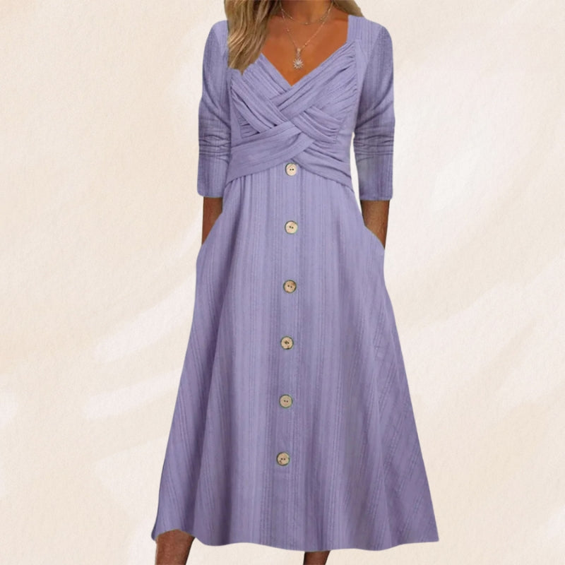 Anouk - Vestido Elegante y Adelgazante Con Botones