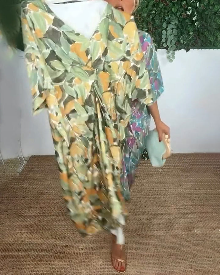 Shilisa - Vestido Con Cuello En V y Estampado De Trenzado
