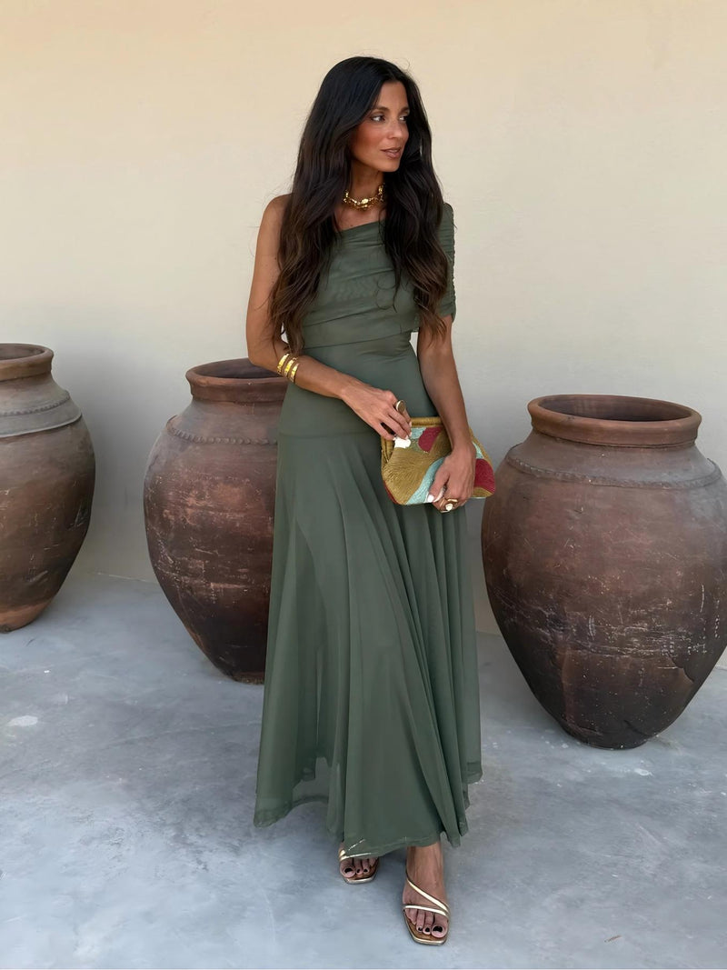 Dainia - Vestido Largo De Malla Con UnSolo Hombro