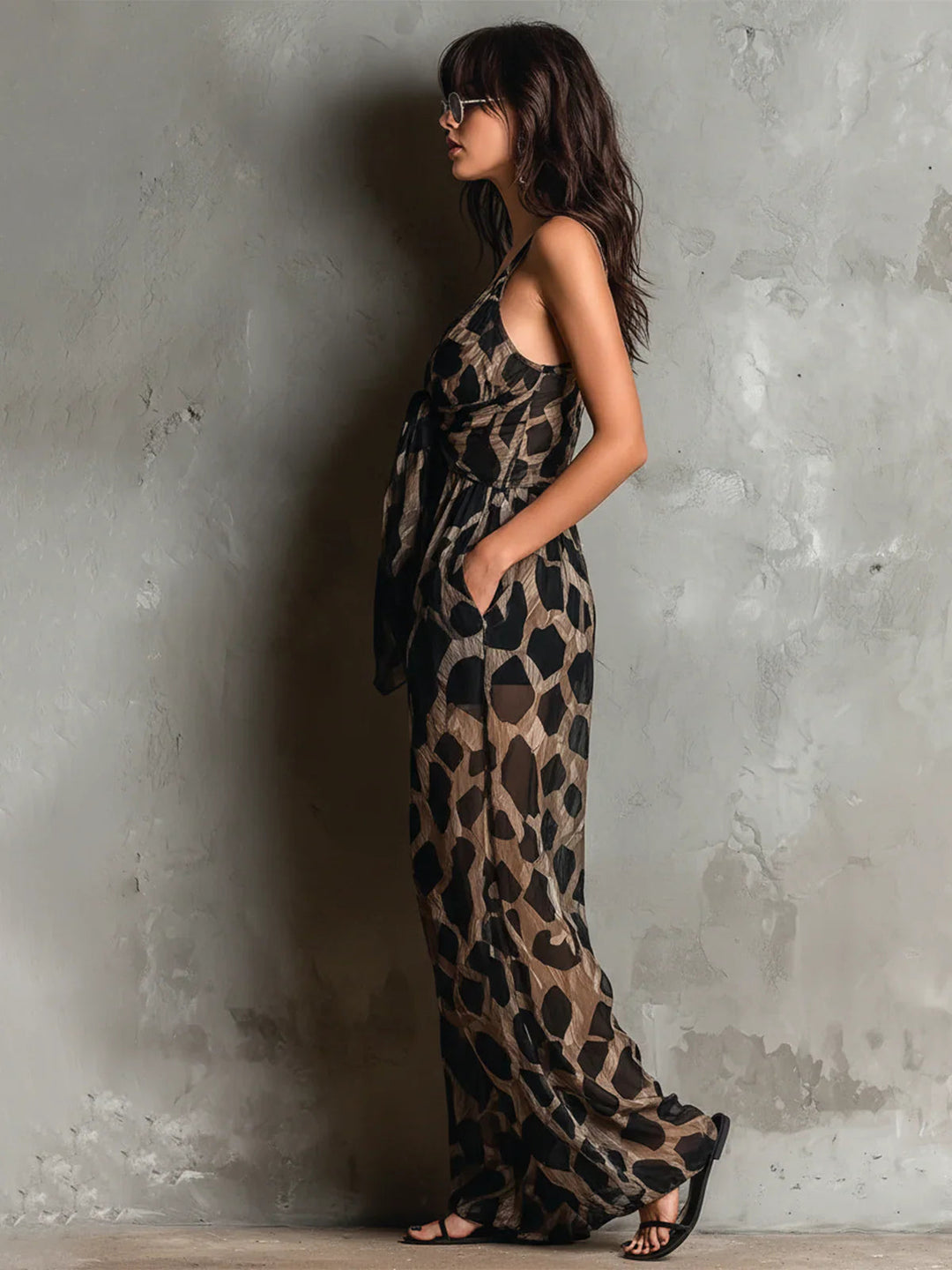 Apophia - Mono Con Estampado Animal Y Escote Halter