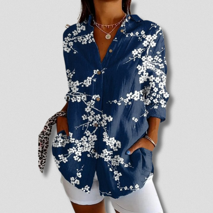 Stefanee - Camisa Florales De Manga Larga