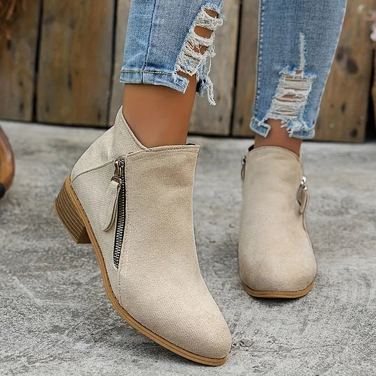 Farah - Botines Ortopédicos De Cuero Con Cremallera