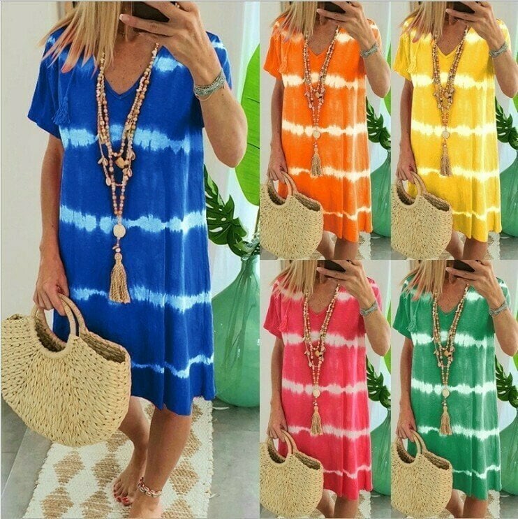 Karlaa - Vestido Holgado De Verano Con Rayas De Batik