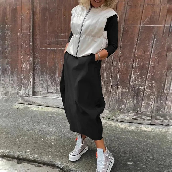 Vionel - Vestido De Poliéster De Manga Larga Con Bolsillos