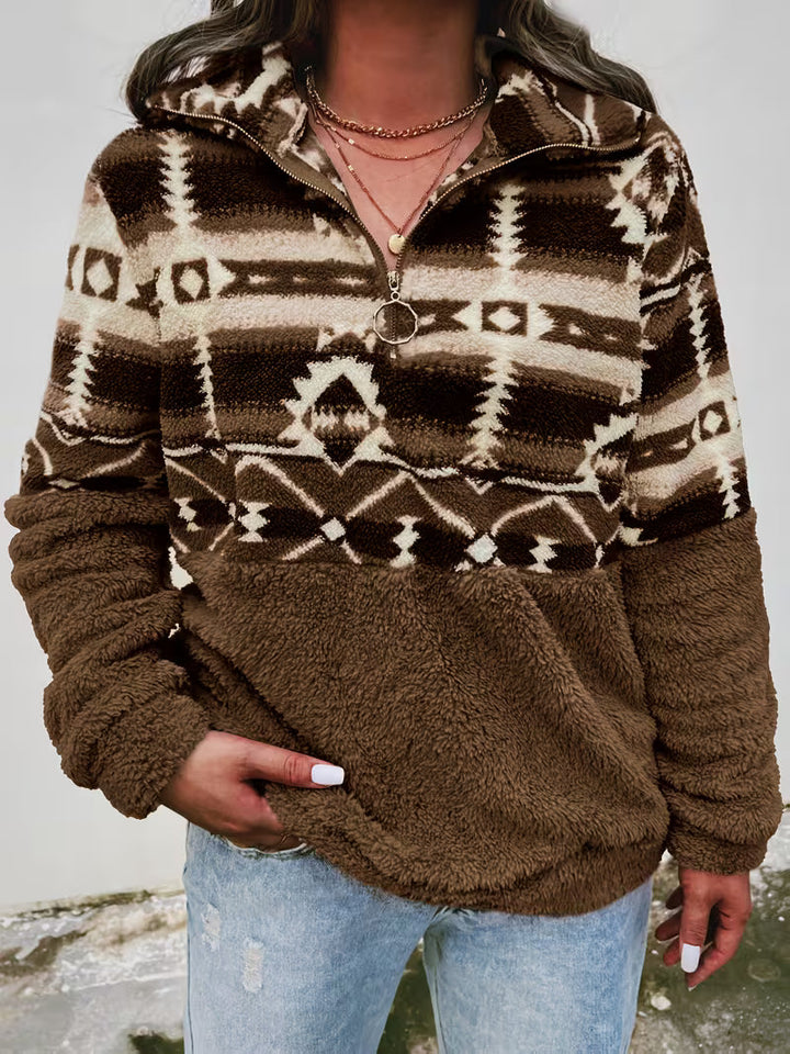 Limina - Sudadera De Felpa Con Estampado Geométrico Y Media Cremallera