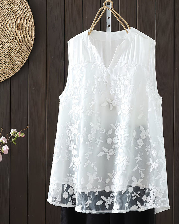 Shilika - Camiseta Sin Mangas Con Estampado Floral