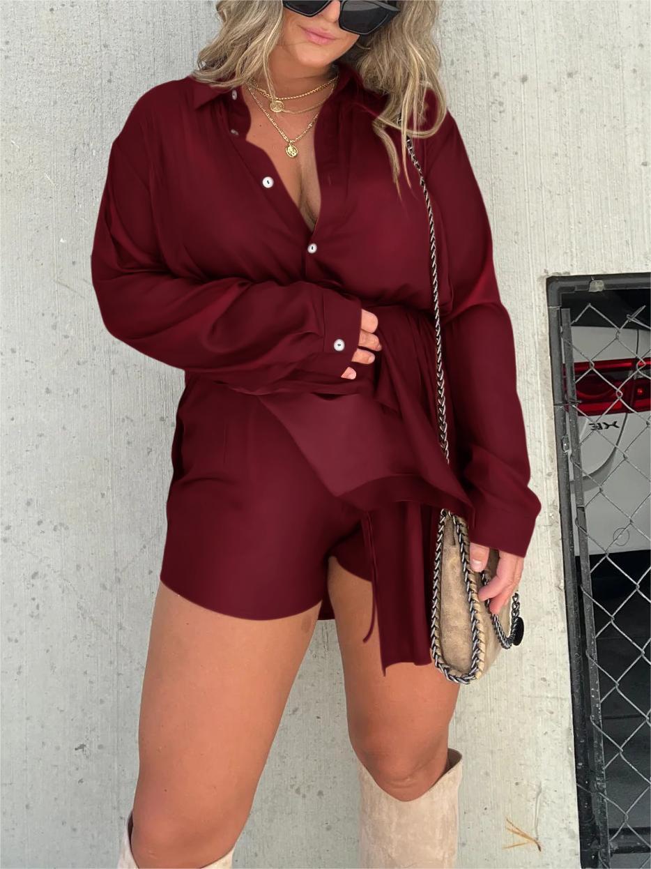 Giulia - Conjunto de Camisa Holgada con Cuello Vuelto