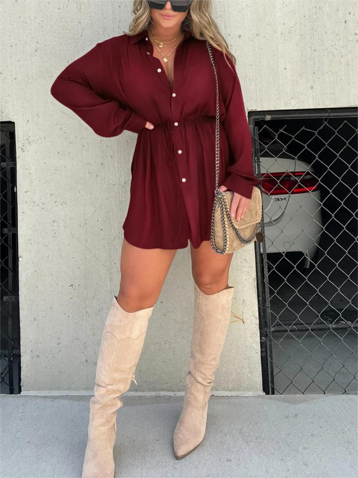 Giulia - Conjunto de Camisa Holgada con Cuello Vuelto
