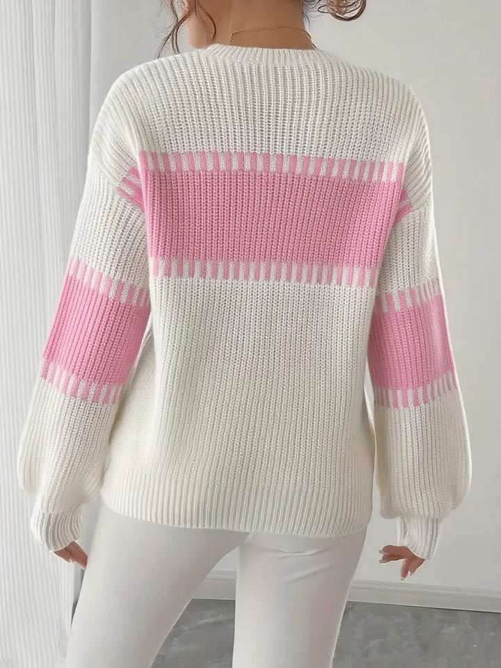 Gyneth - Jersey De Manga Larga Con Cuello Redondo