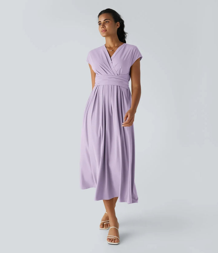 Wilhelmine - Elegante Vestido Cruzado De Cintura Alta