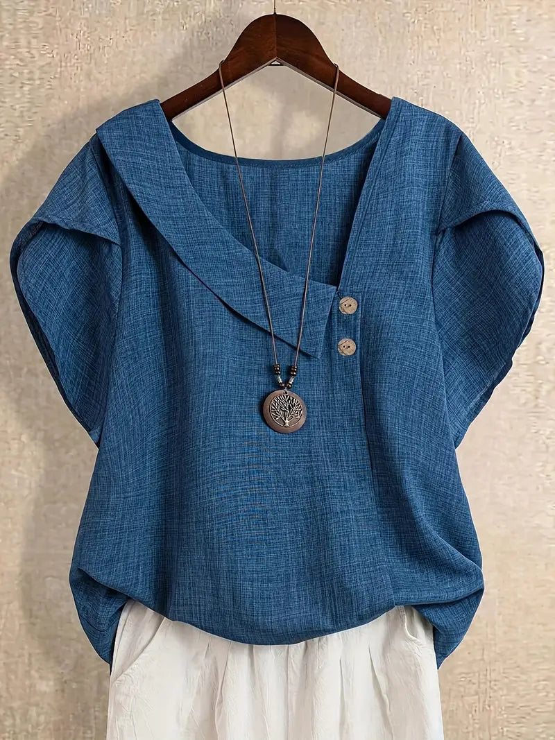 Milany - Blusa Informal Con Escote Asimétrico