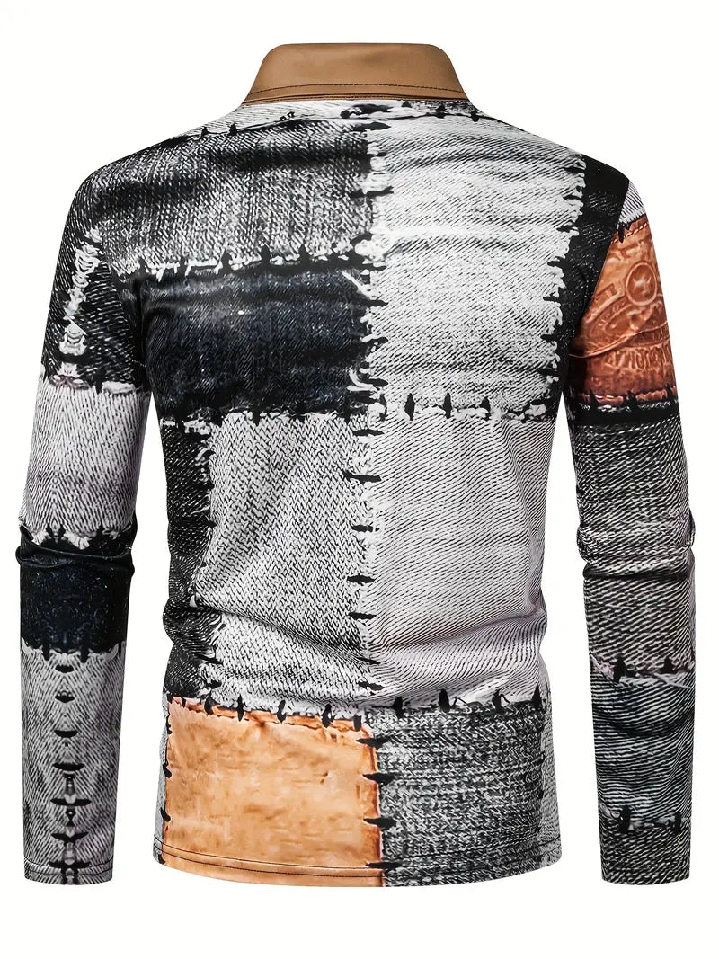 Zerem - Camisa de Manga Larga con Bloques de color y Cremallera