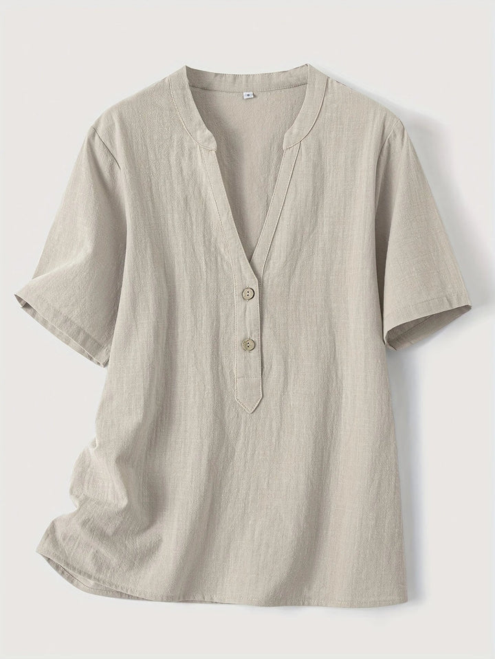 Nerida - Blusa Moderna Con Cuello En V y Manga Corta