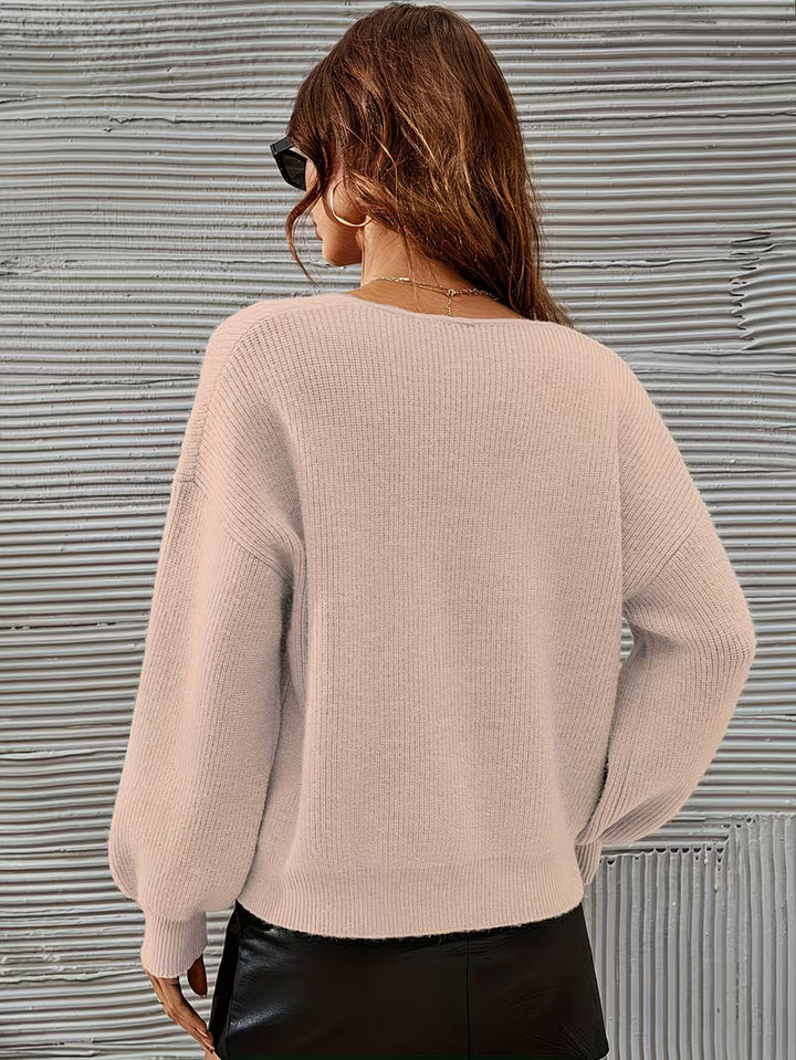 Irmelin - Jersey Con Cuello En V y Hombros Caídos