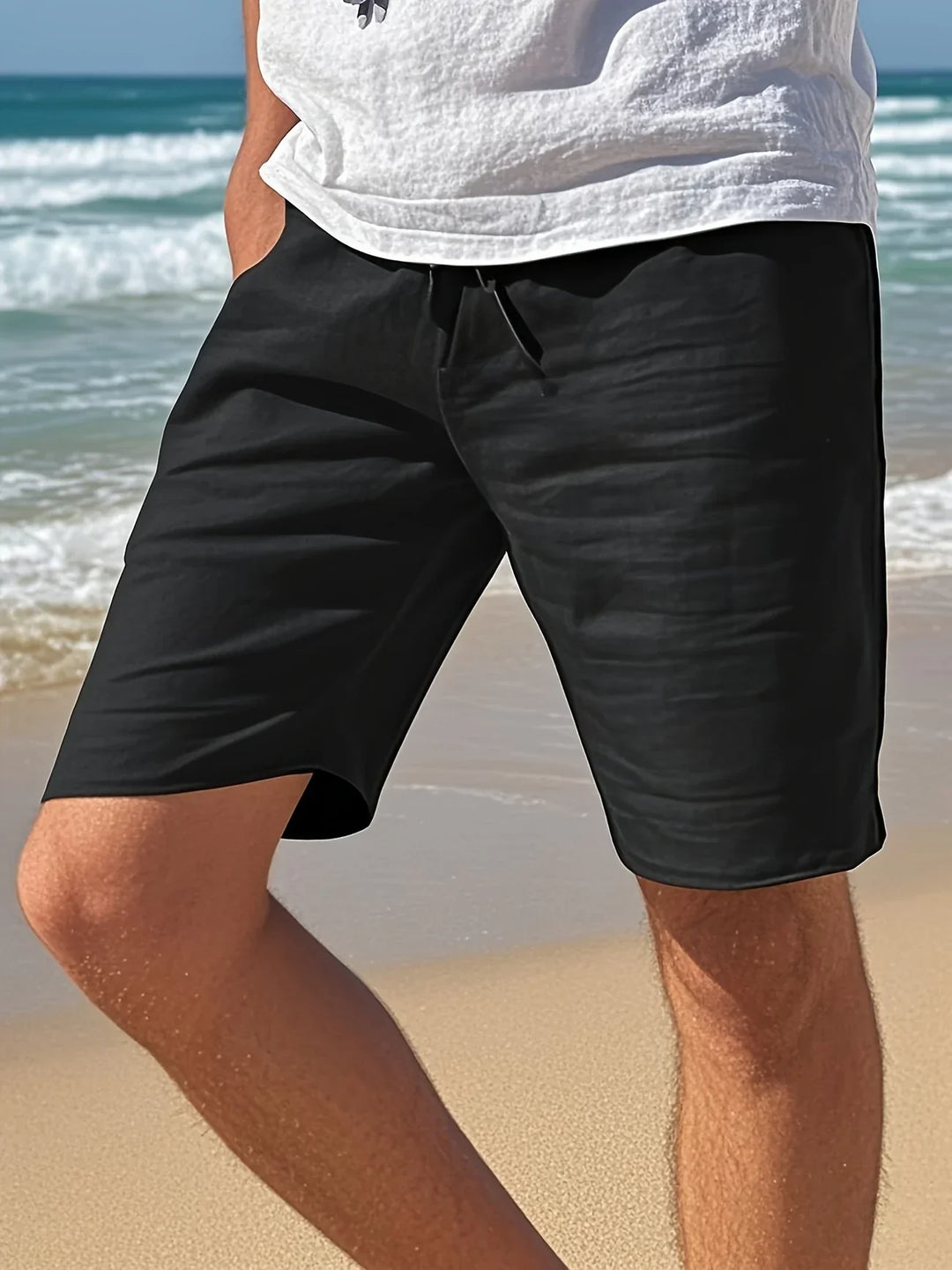 Callan - Pantalones Cortos Informales De Lino Con Bolsillo