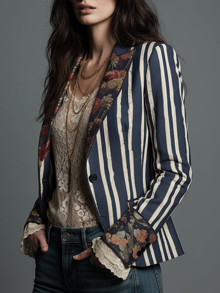 Shalisa - Blazer a Rayas De Estilo Bohemio