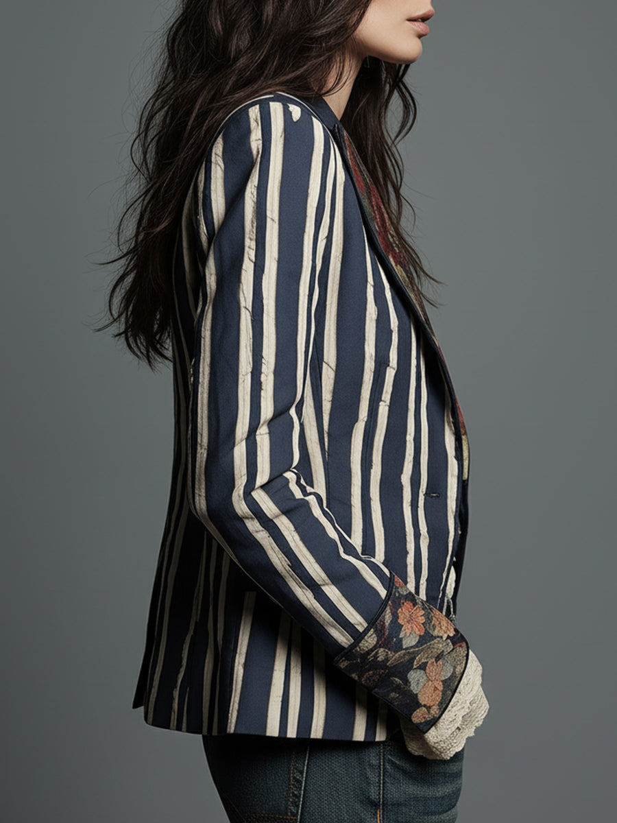 Shalisa - Blazer a Rayas De Estilo Bohemio