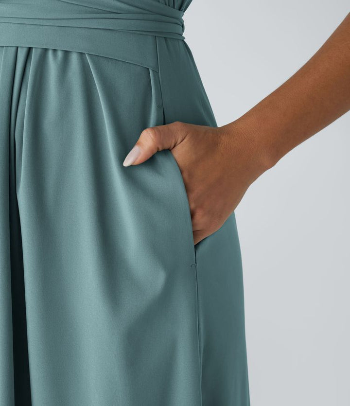 Wilhelmine - Elegante Vestido Cruzado De Cintura Alta