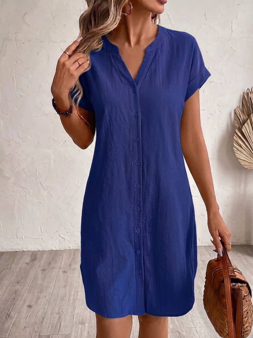Khalela - Cómodo Vestido Tipo Blusa De Lino