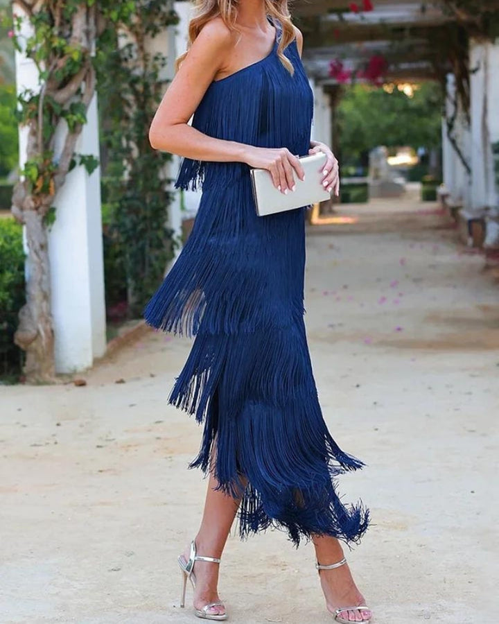 Mirella - Vestido Largo con Flecos