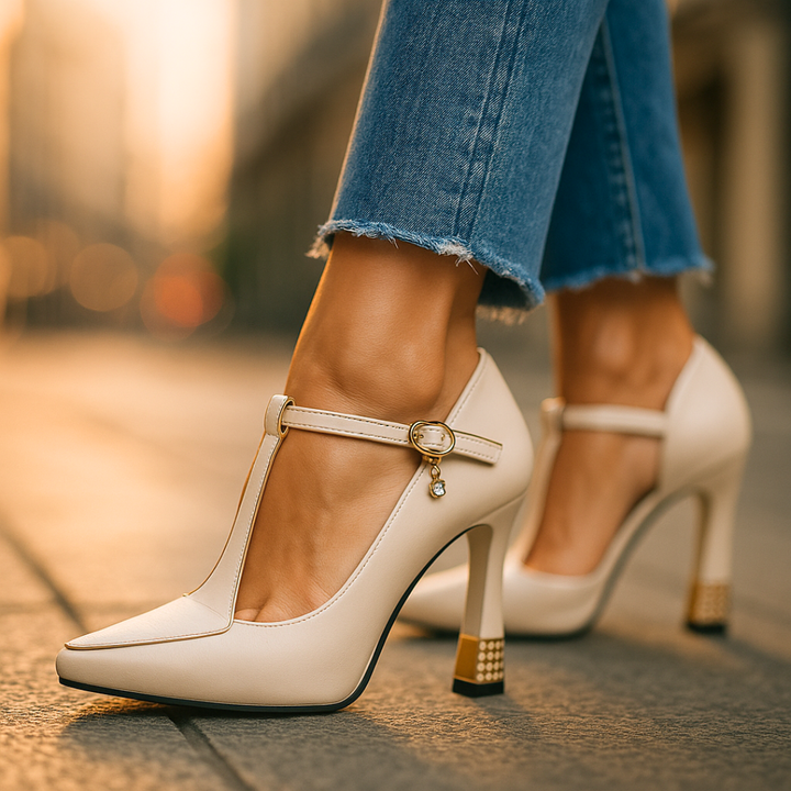 Avitia - Zapatos De Tacón Alto Con Correa En T y Hebilla