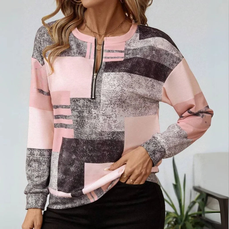 Violeta - Top Estampado con Media Cremallera