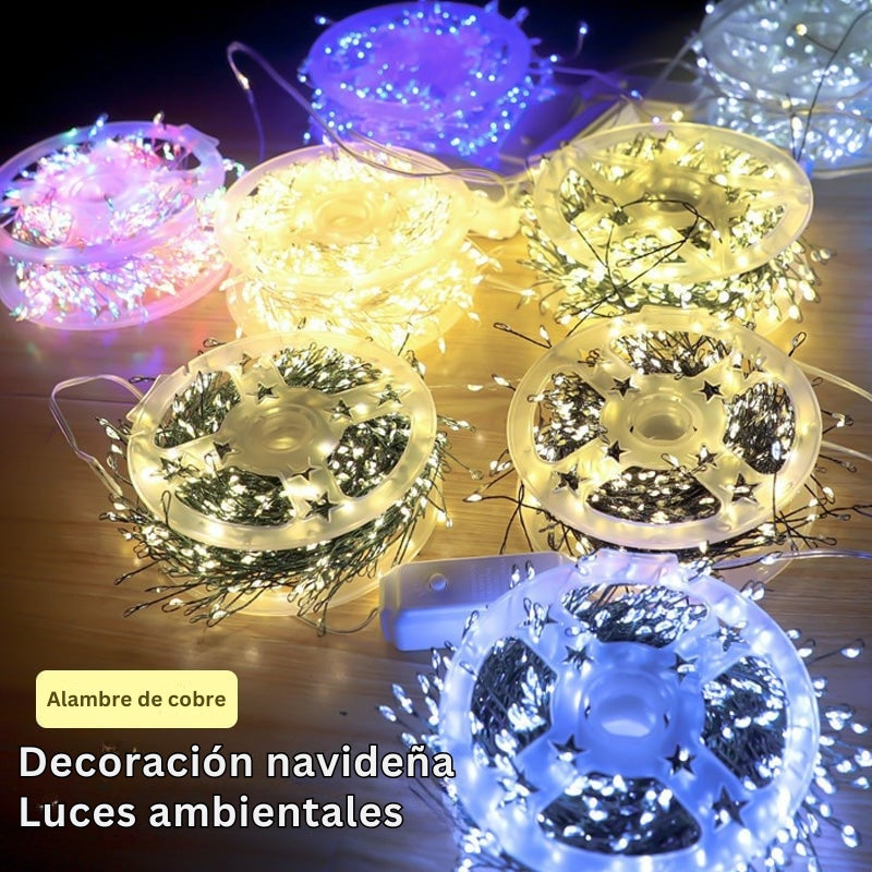 TwinkleWire - Guirnalda De Luces Pirotécnicas De Alambre De Cobre Con Mando a Distancia