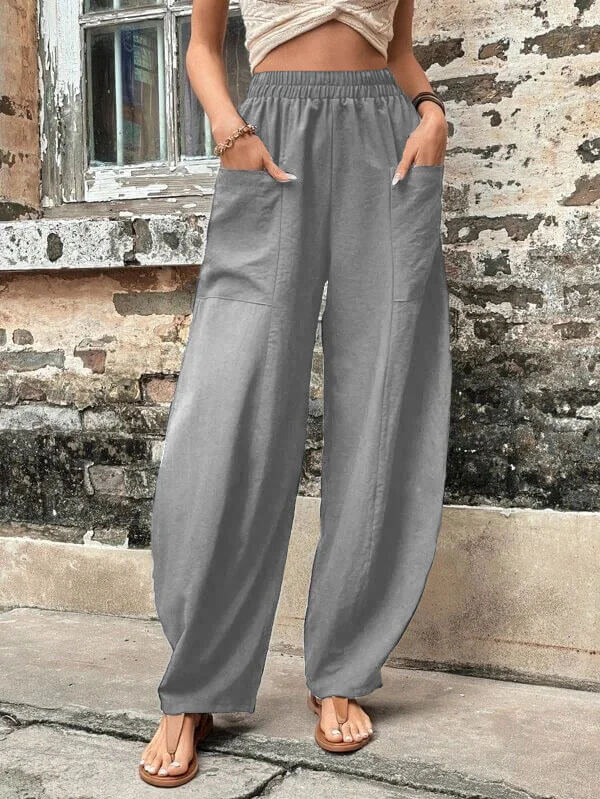 Salomee - Pantalones Sueltos Elásticos Con Bolsillos