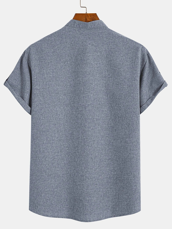 Elliott - Elegante Manga Corta Camisa Con Cuello Alto
