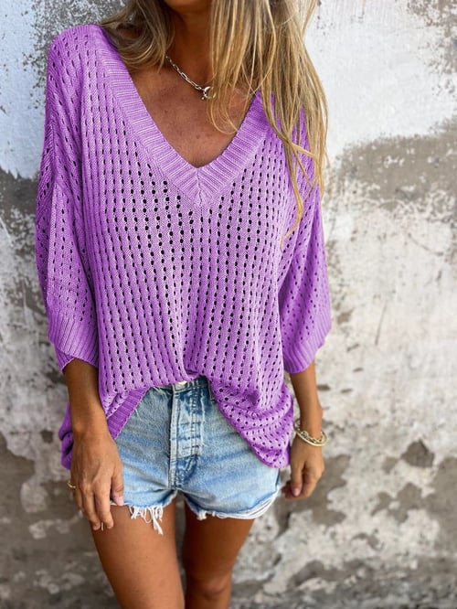 Shilana - Top De Punto Hueco Con Cuello En V