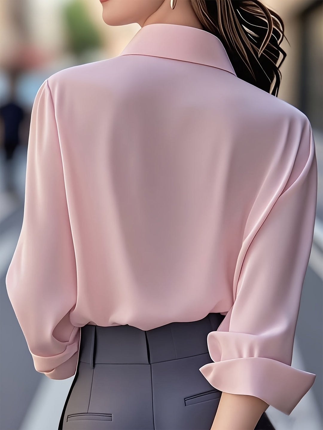Elenochka - Elegante Camisa Abotonada De Manga Larga
