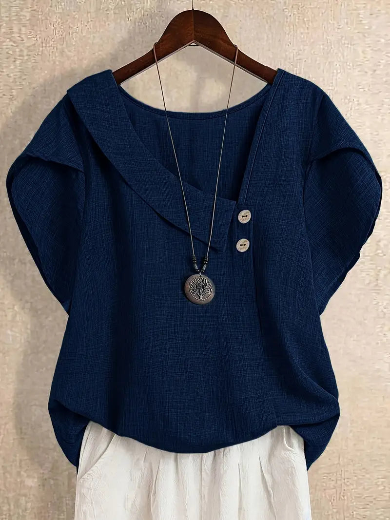 Milany - Blusa Informal Con Escote Asimétrico