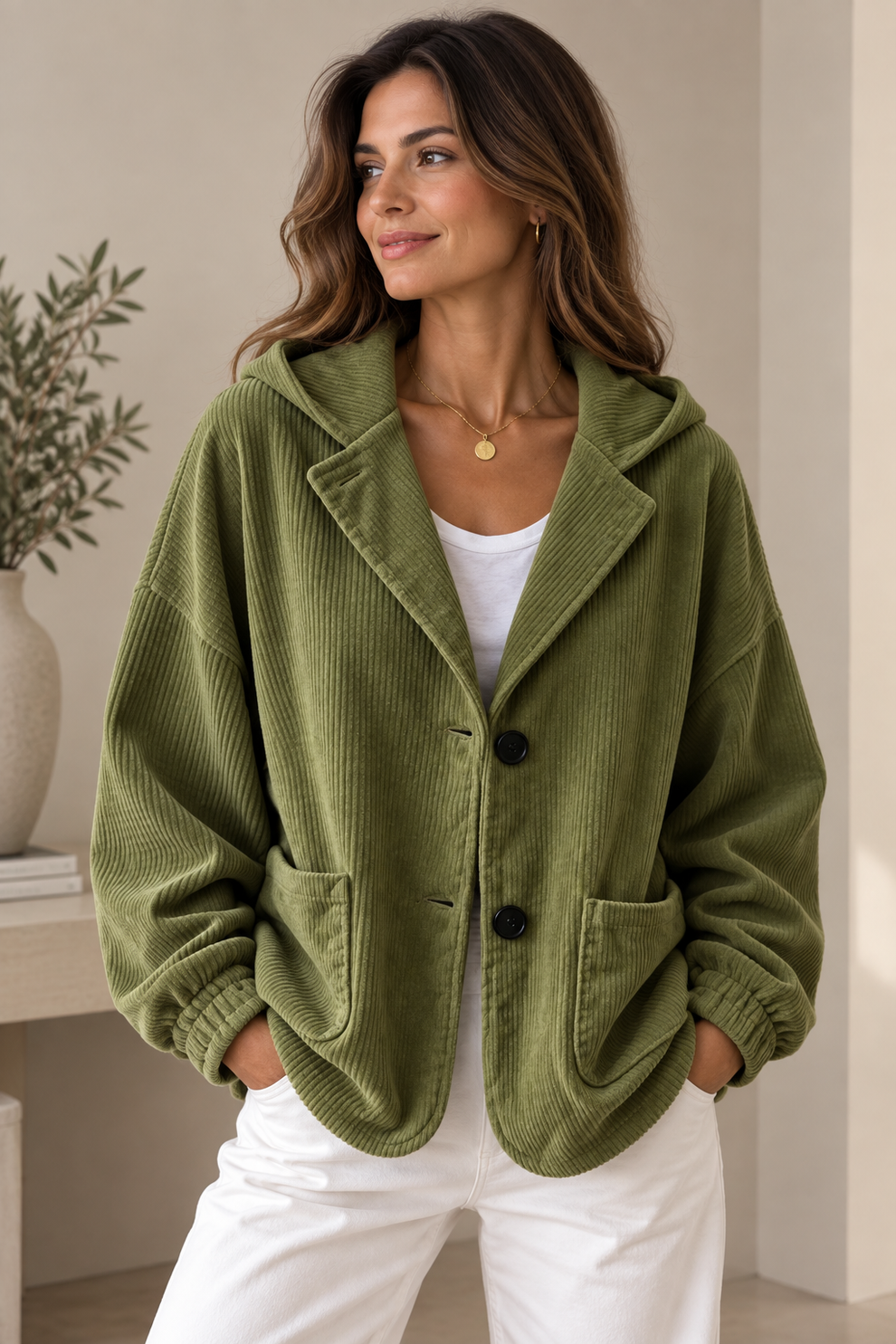 Nalina - Chaqueta Con Capucha De Pana De Corte Holgado