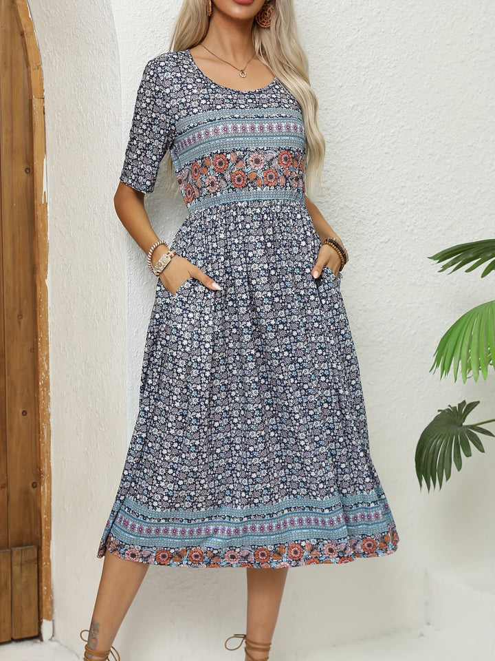 Jeeni - Vestido De Manga Corta Con Estampado Floral