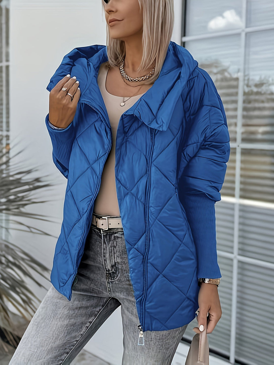 Ariantha - Acolchado Con Capucha Chamarra Con Cremallera