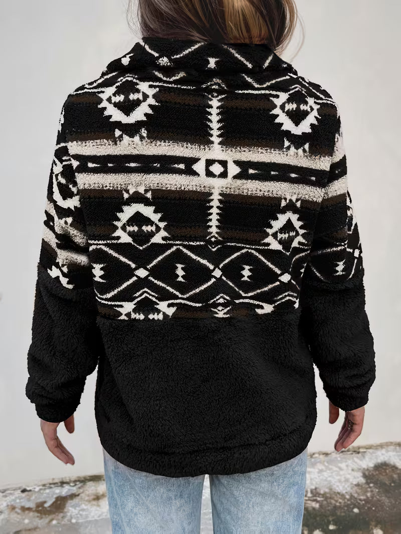 Limina - Sudadera De Felpa Con Estampado Geométrico Y Media Cremallera