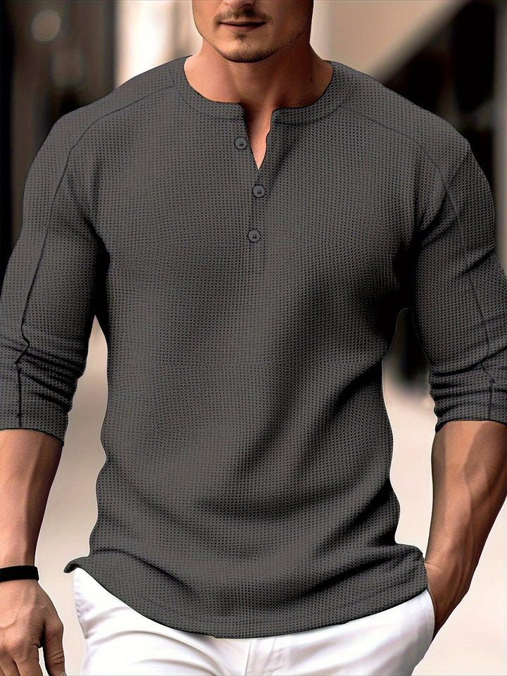Bastoni - Camisa Henley De Manga Larga Con Tejido De Gofre
