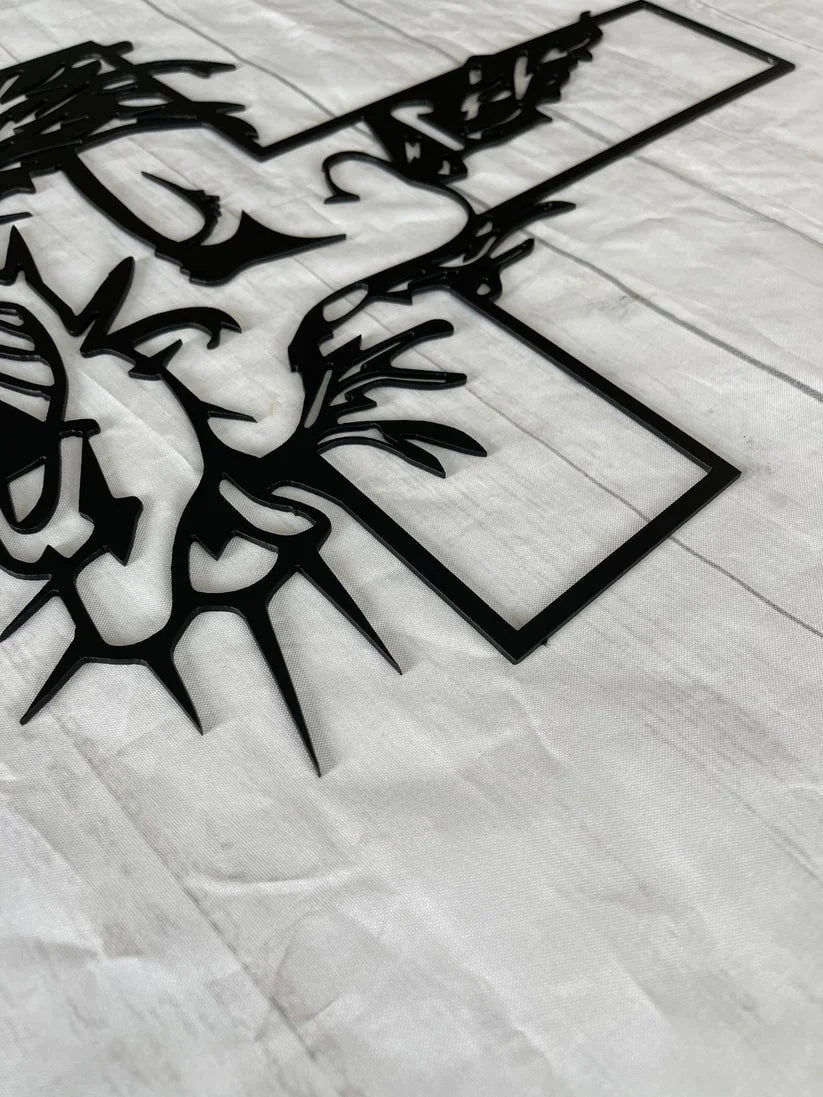 ChristCraft - Letrero Metálico con la cruz de Jesús Decoración de Pared con Cristo