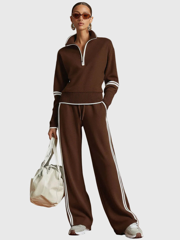 Minrada - Conjunto de Blusa y Pantalón de Pliegues Anchos