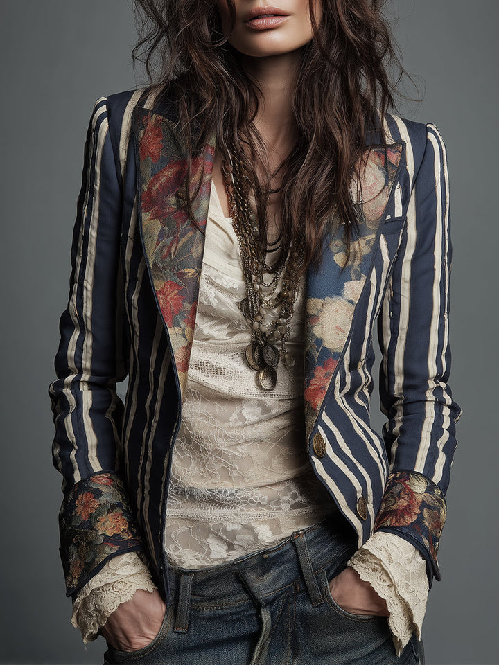 Shalisa - Blazer a Rayas De Estilo Bohemio