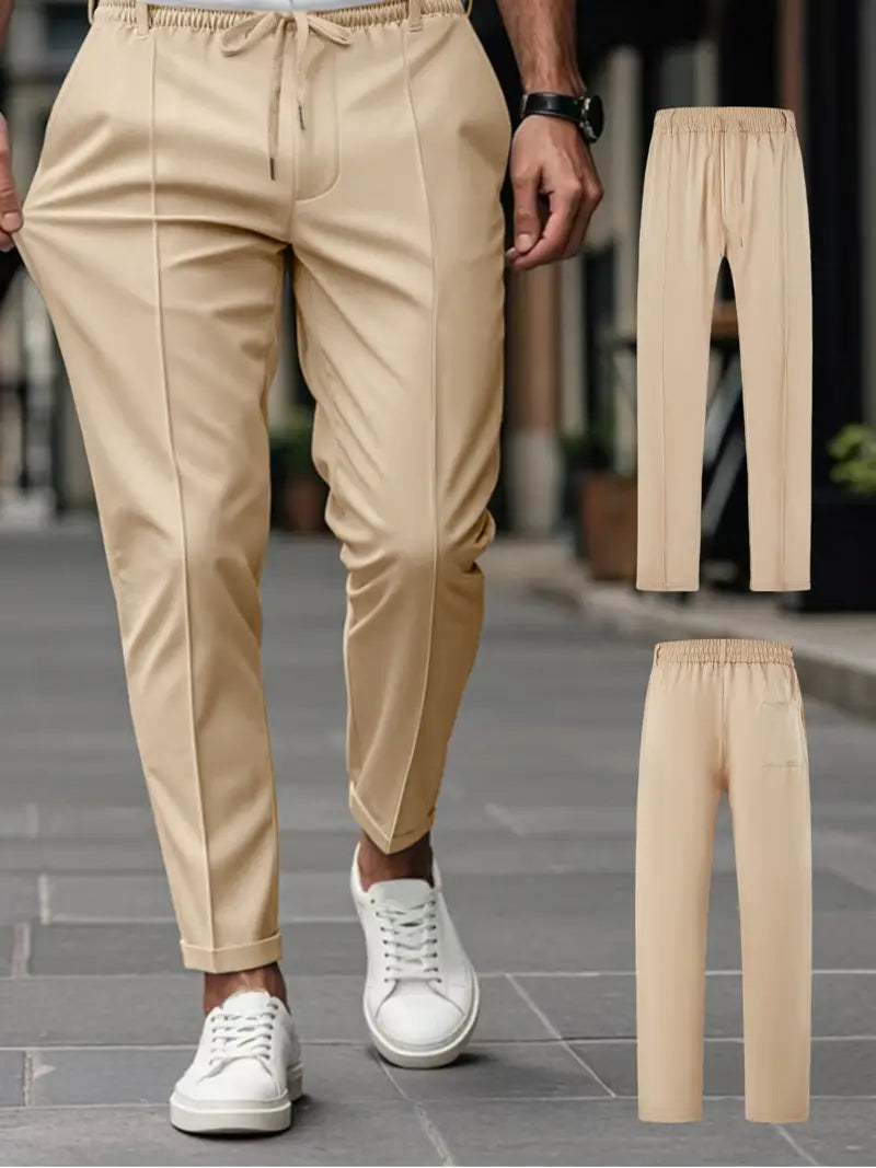 Crawford - Informal Ajuste Entallado Pantalones Con Cintura Elástica