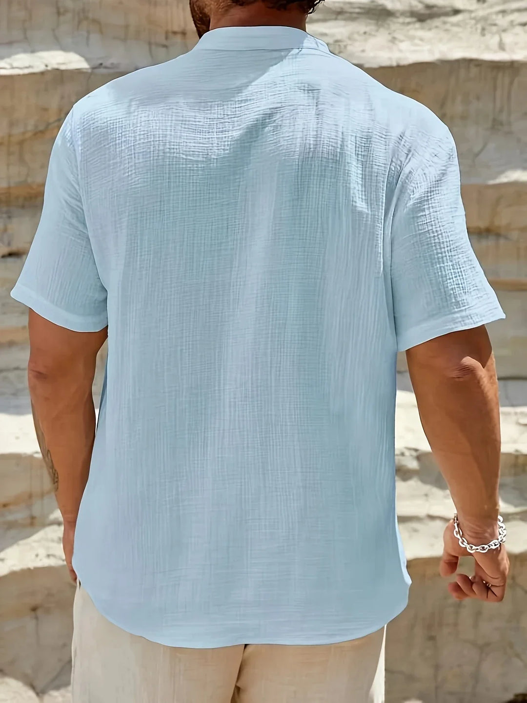 Sancho - Elegante Verano Camisa Con Cuello Alto