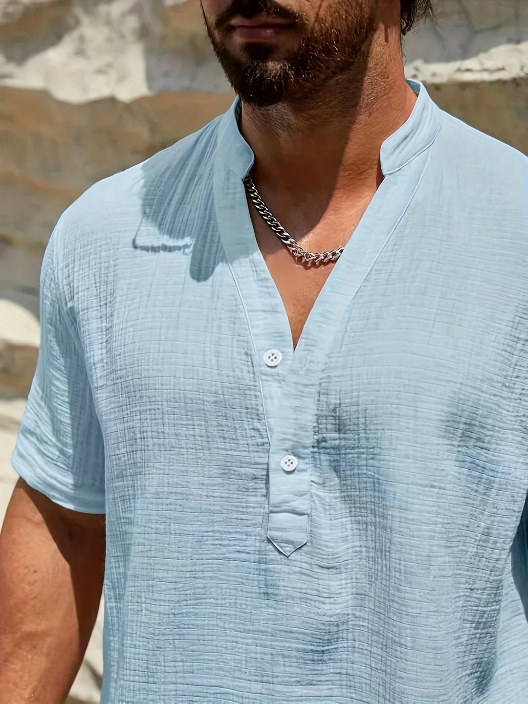 Sancho - Elegante Verano Camisa Con Cuello Alto