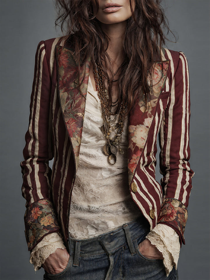 Shalisa - Blazer a Rayas De Estilo Bohemio