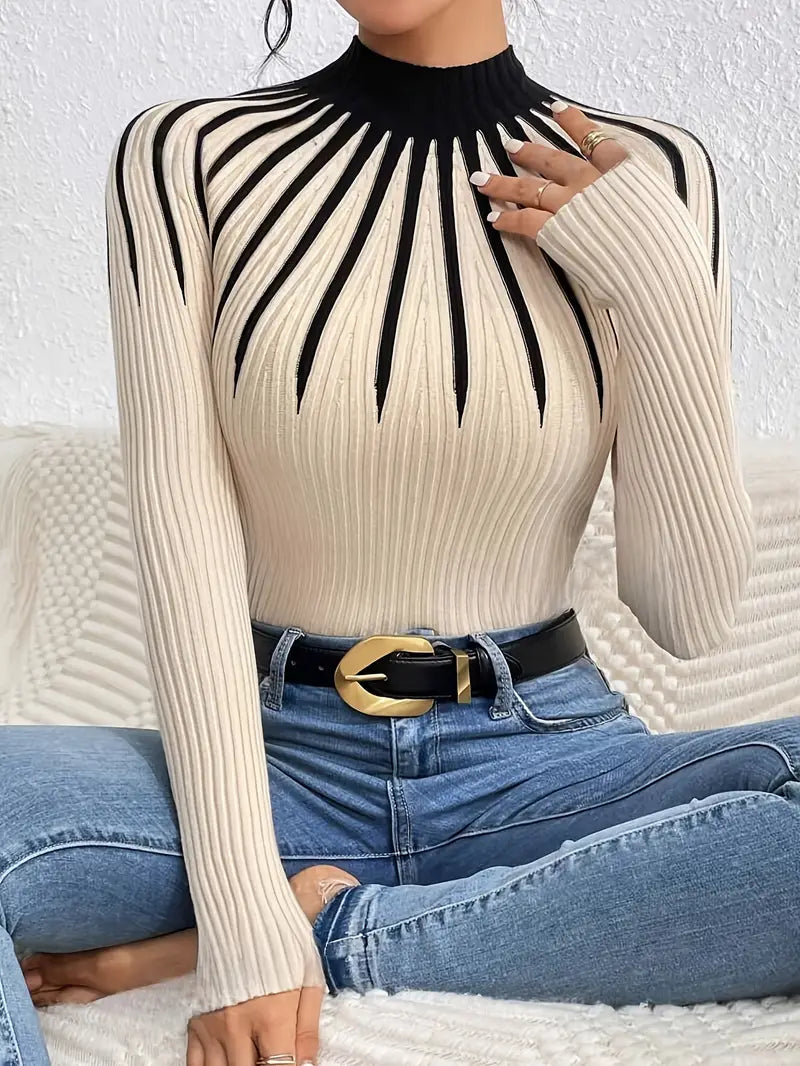 Maider - Elegante Jersey De Manga Larga Con Cuello Alto