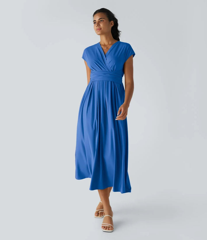 Wilhelmine - Elegante Vestido Cruzado De Cintura Alta