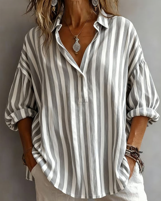 Jessy - Blusa holgada a rayas con cuello