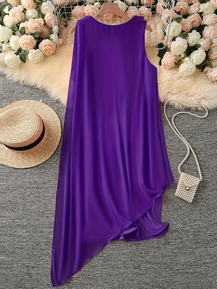 Maren - Elegante Vestido Midi Con Mangas Sin Mangas