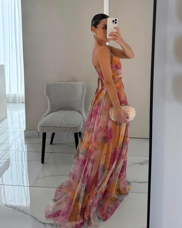 Dinushi - Vestido largo Floral Elegante