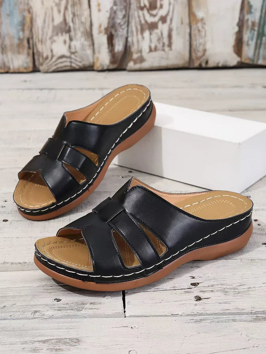 Erlinde - Zapatillas Ortopédicas de Cuero con Punta Abierta
